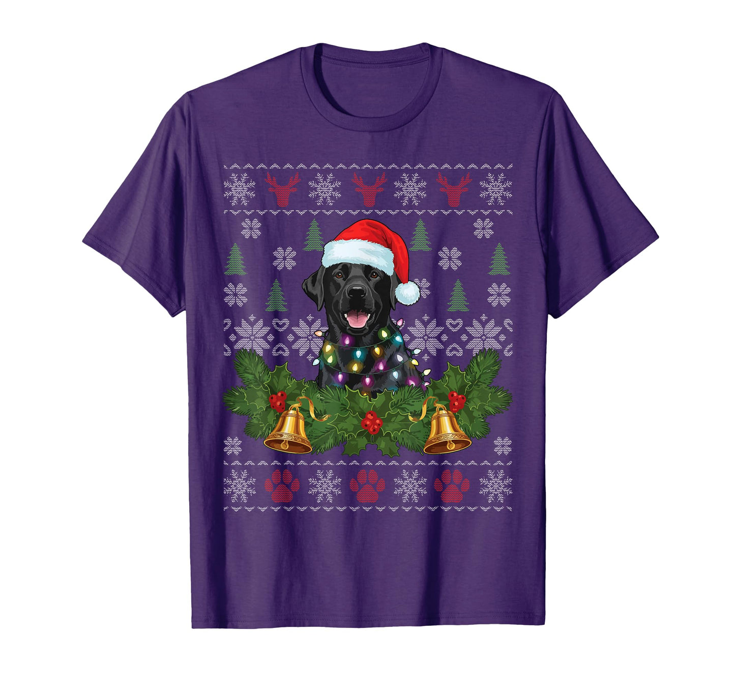 Black Labrador Santa Happy Christmas Funny Ugly Christmas T-Shirt