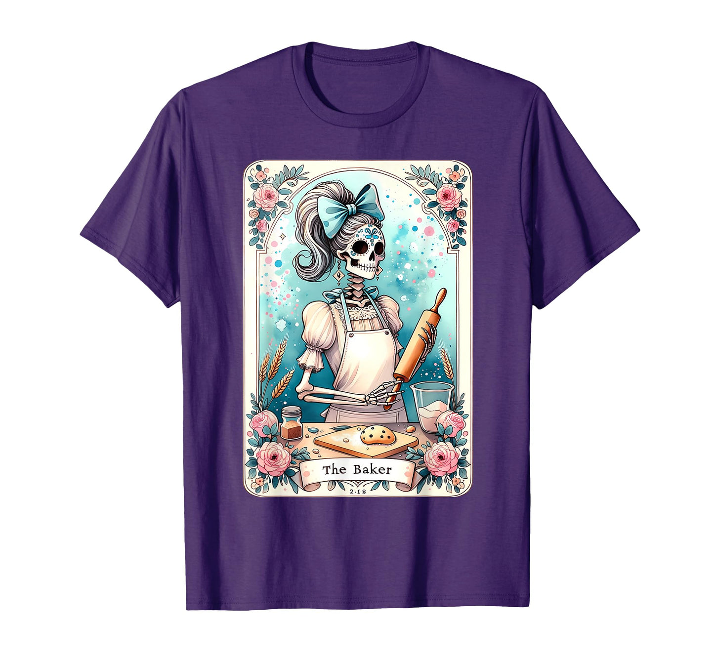 The Baker Tarot Card Skeleton Cook Witchy Chef Kitchen Lover T-Shirt