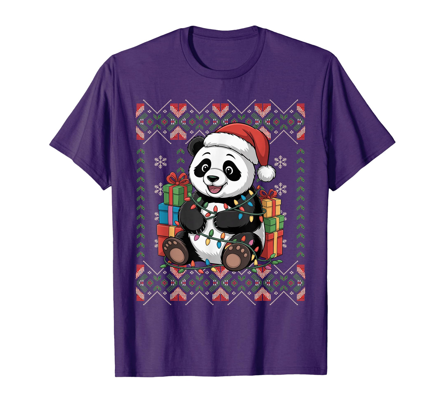 Santa Panda Christmas Ugly Sweater Funny Holiday Pajamas T-Shirt