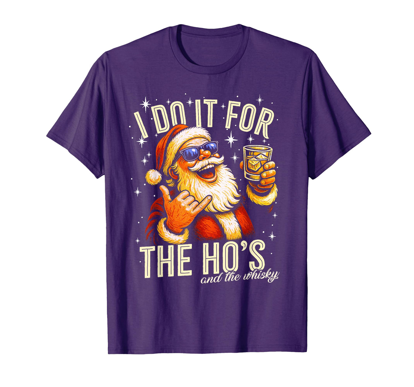 Funny, Gag, Christmas, Santa I Do It for The Ho's and Whisky T-Shirt