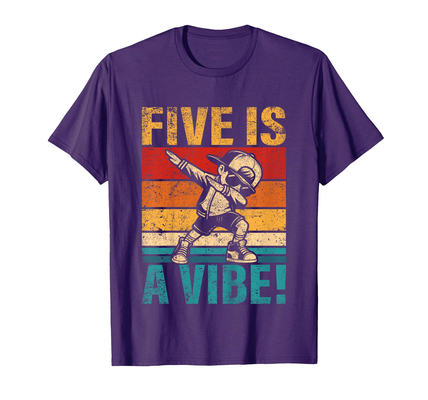 Kids 5 Year Old Birthday Dabbing Boy Five Is A Vibe 5th Bday T-Shirt