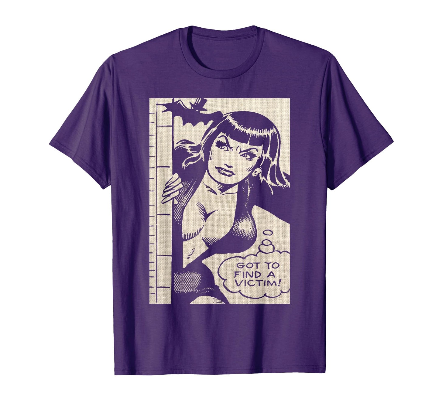 Vintage Vampire Bat Vampire Pin Up Girl Horror Comic Book T-Shirt