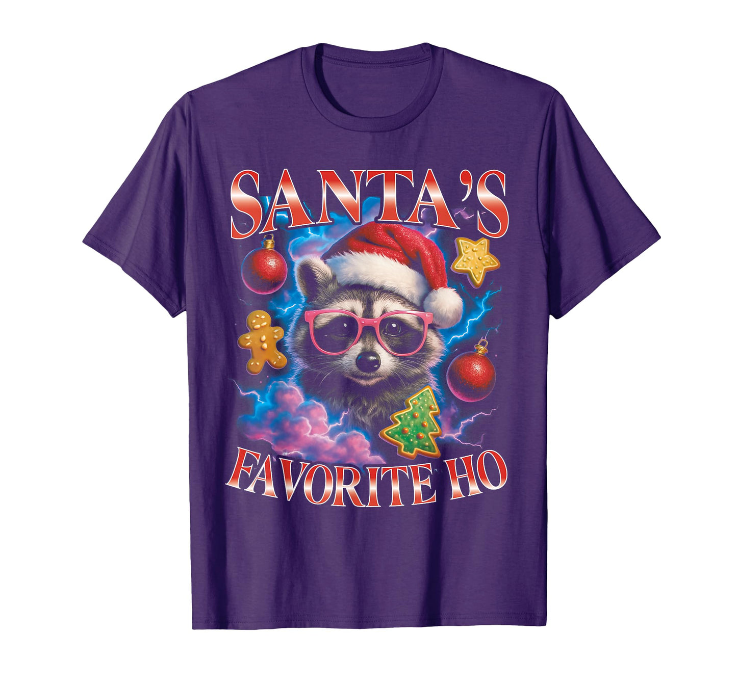 Santa's Favorite Ho Racoon Funny Bootleg Christmas T-Shirt