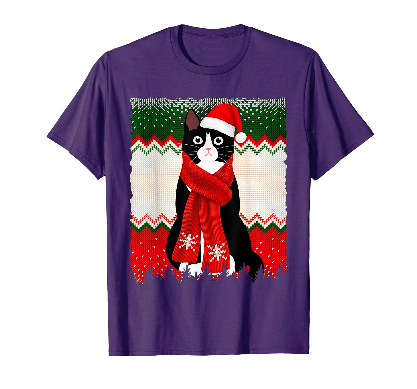 Black Cat Christmas Santa Hat Meowy Cat Men Women Kids Funny T-Shirt