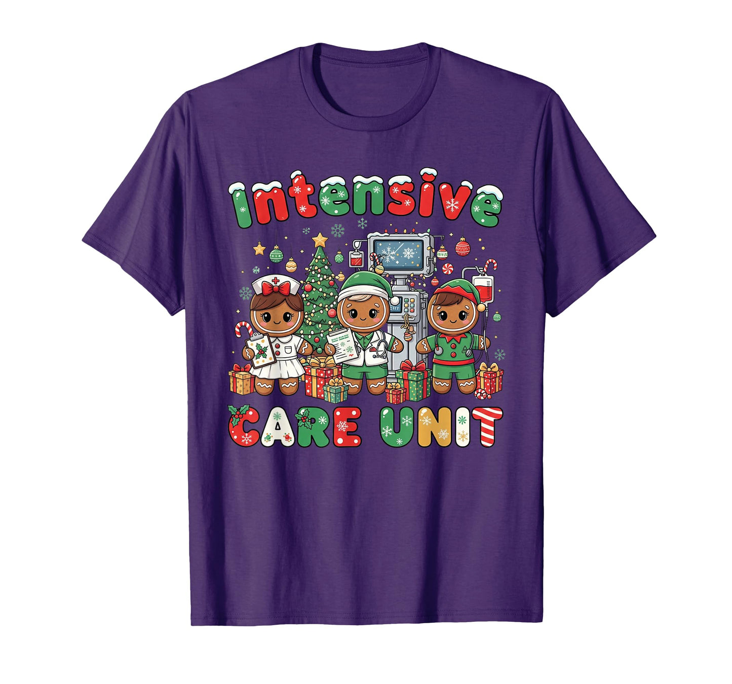 ICU Nurse Christmas Intensive Care Unit Gingerbread Xmas T-Shirt