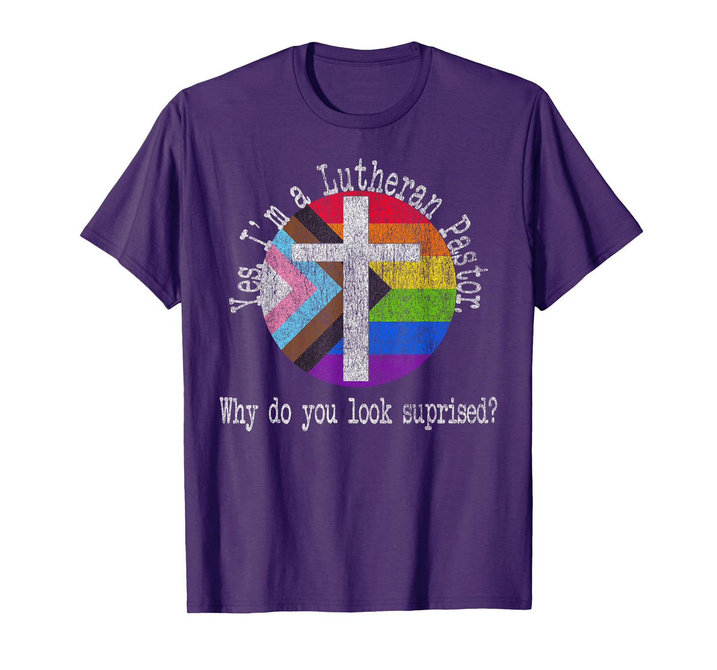 Pastor Pride for Ally Lgbtqia+ Lutheran Inclusive Clergy T-Shirt