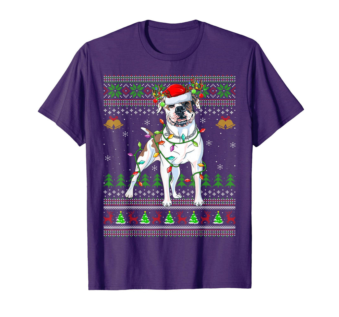 American Bulldog Ugly Christmas Sweaters Holiday Santa Xmas T-Shirt