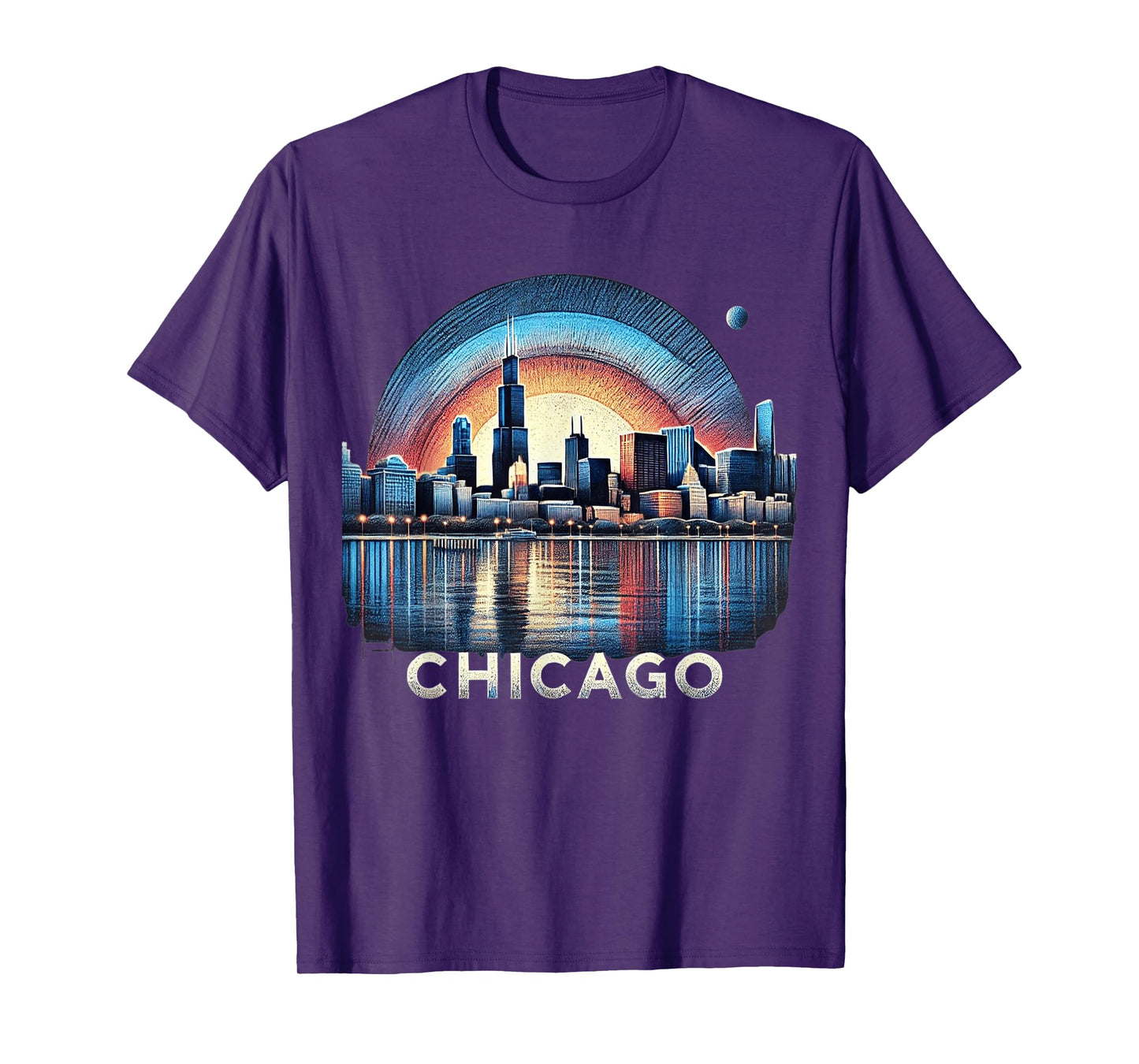 Vintage Chicago Illinois City Skyline Shirt Men Women Retro T-Shirt
