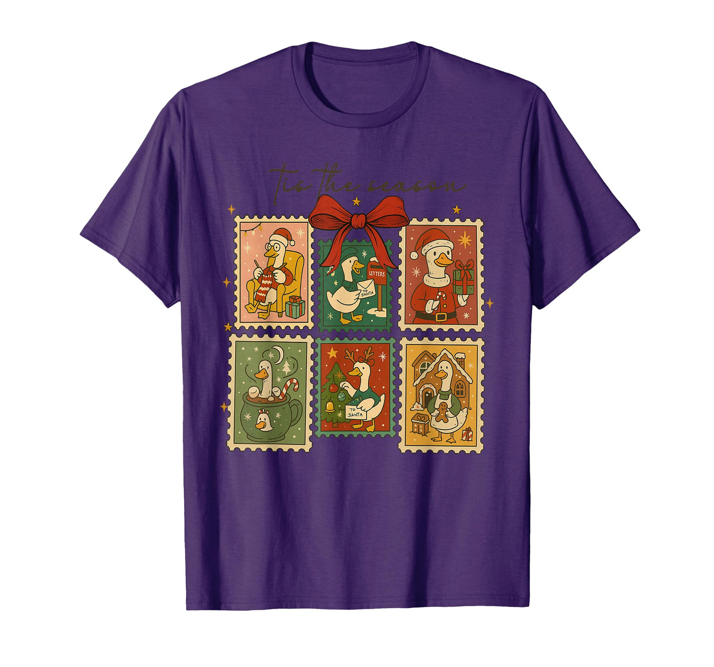Retro Silly Goose Santa Cute Merry Christmas Tis The Season T-Shirt