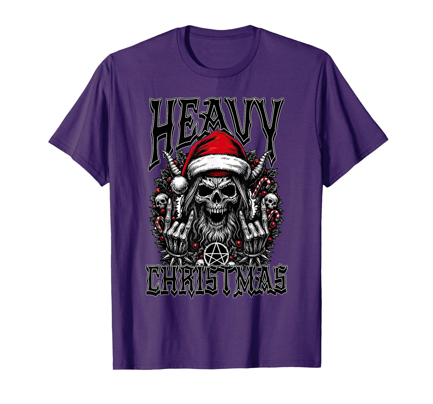 Heavy Christmas Creepy Demonic Santa Edgy Christmas T-Shirt