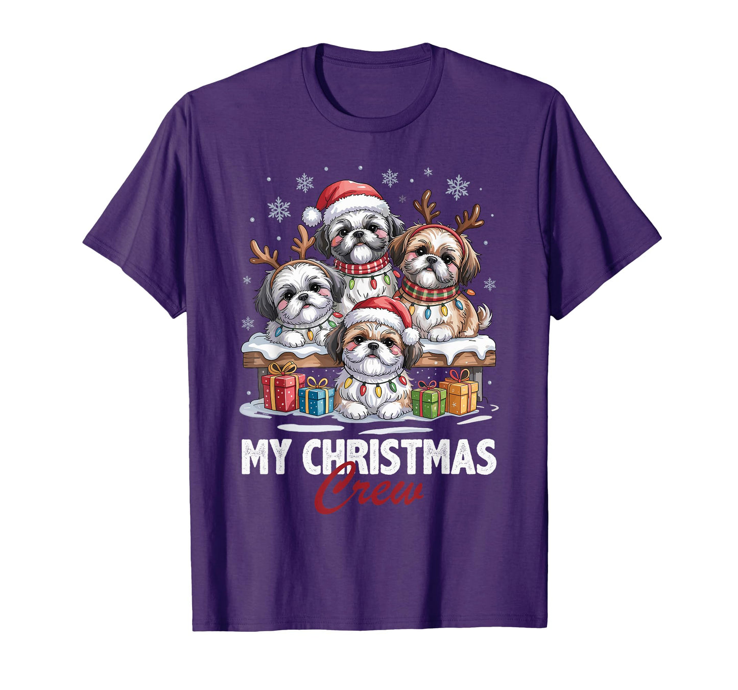 Shih Tzu Christmas Crew Funny Dog Lovers Holiday Pajama T-Shirt