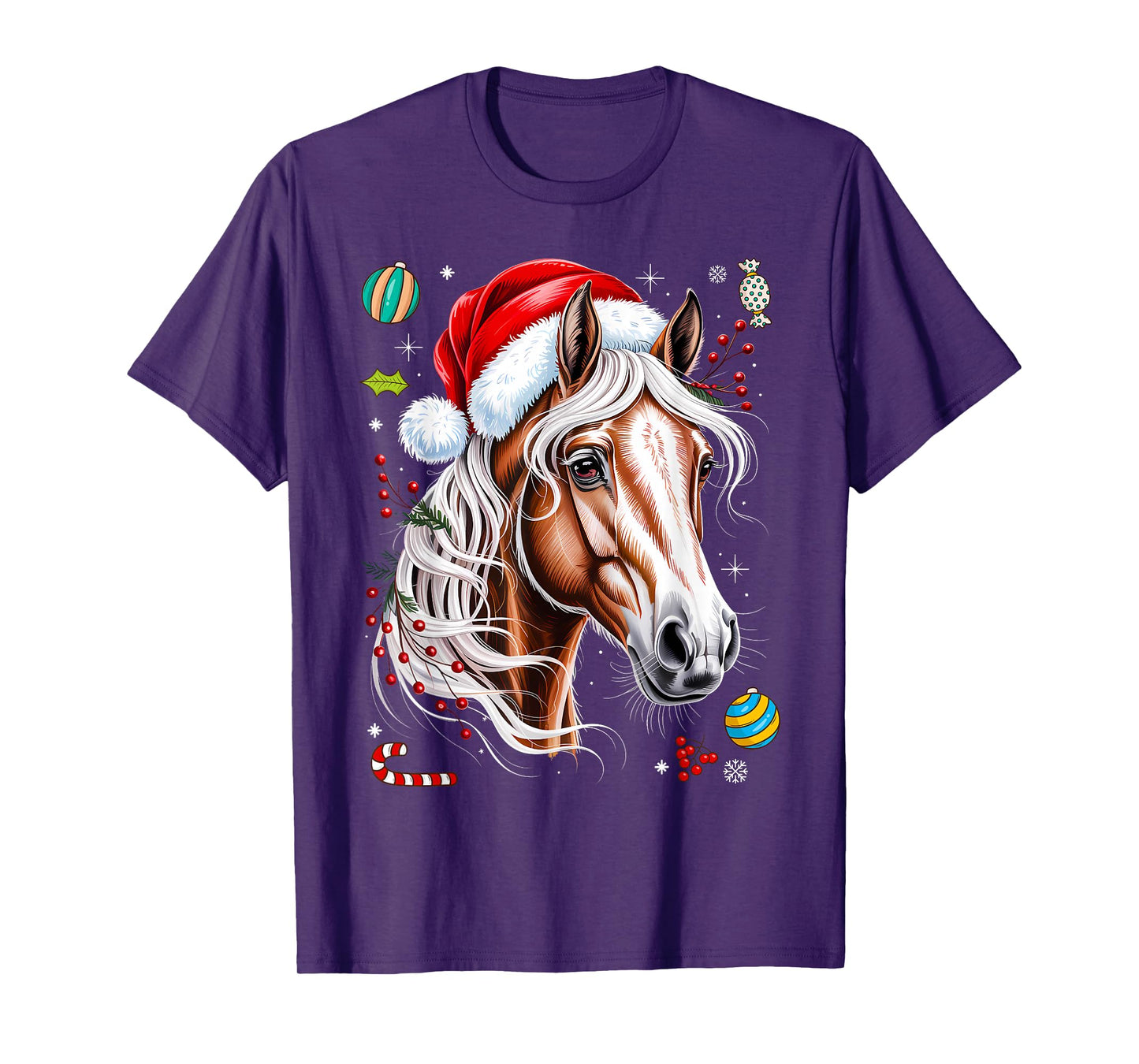 Horse Santa Christmas Cute Riding Equestrian Lover X-Mas T-Shirt