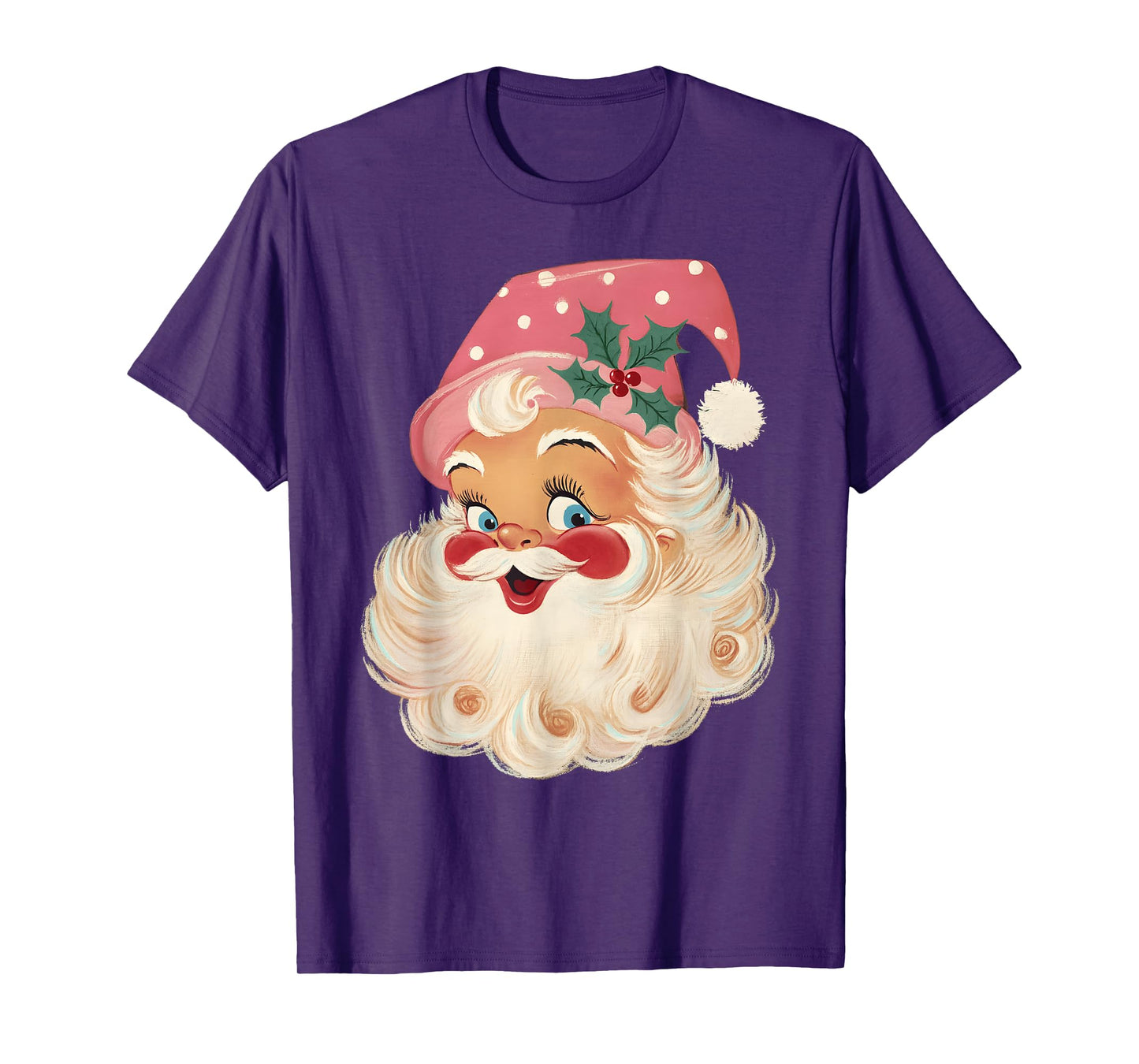 Vintage Retro Pink Santa Claus Christmas Xmas Men Women Kid T-Shirt