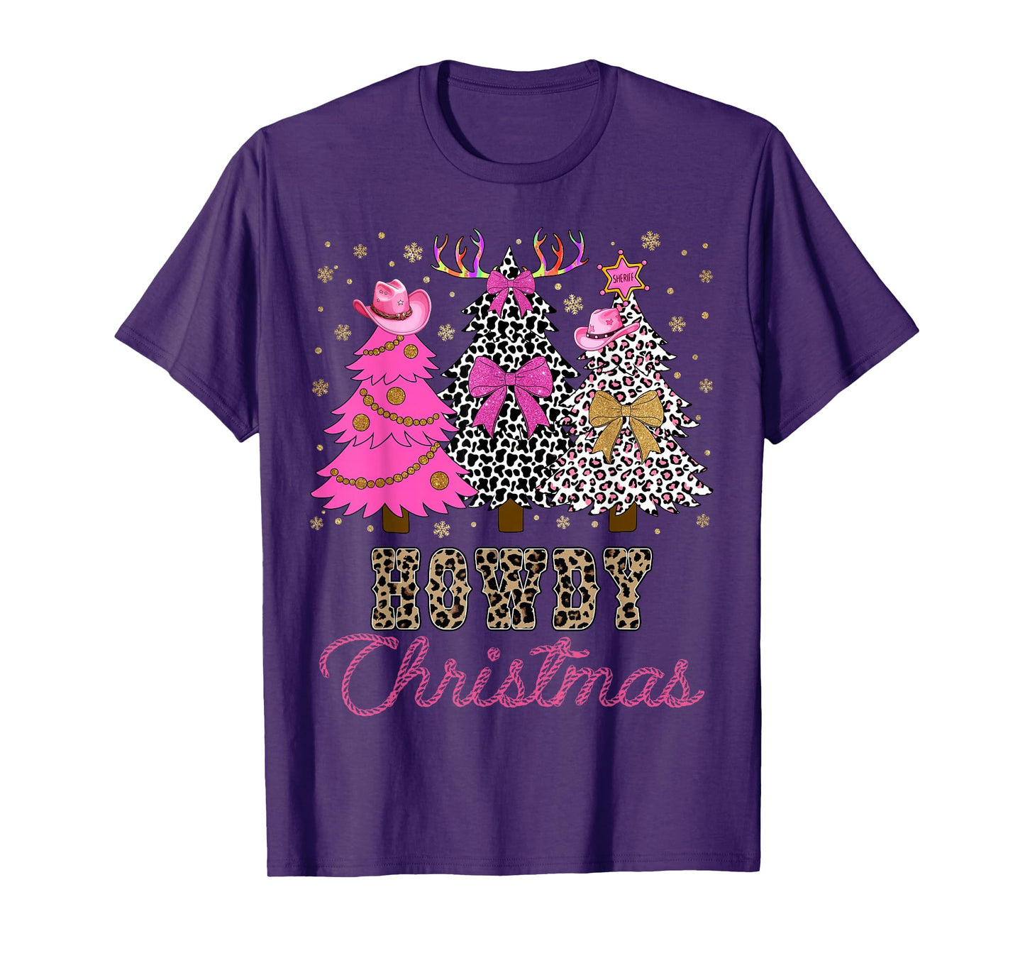 Howdy Christmas Tree Coquette Bow Western Xmas Pjs Cowgirl T-Shirt