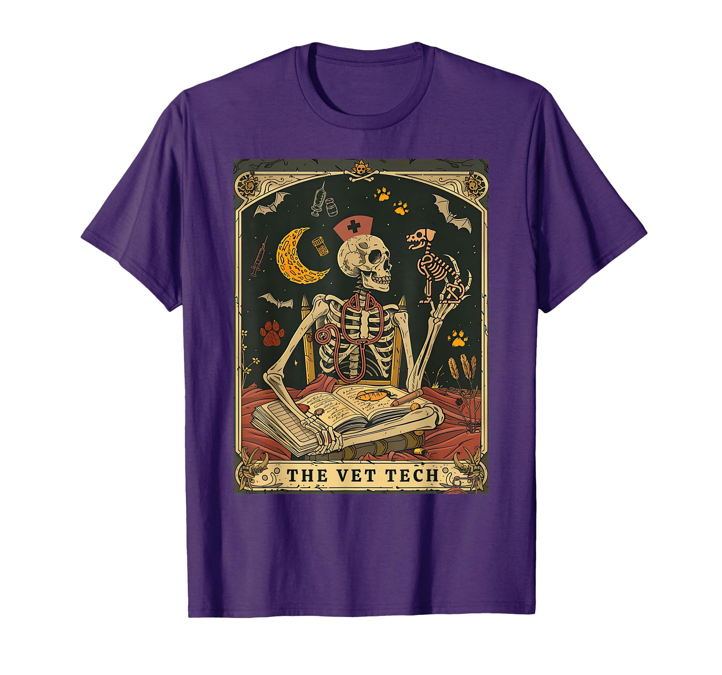 The Vet Tech Tarot Card Skeleton Stethoscope Veterinarian T-Shirt