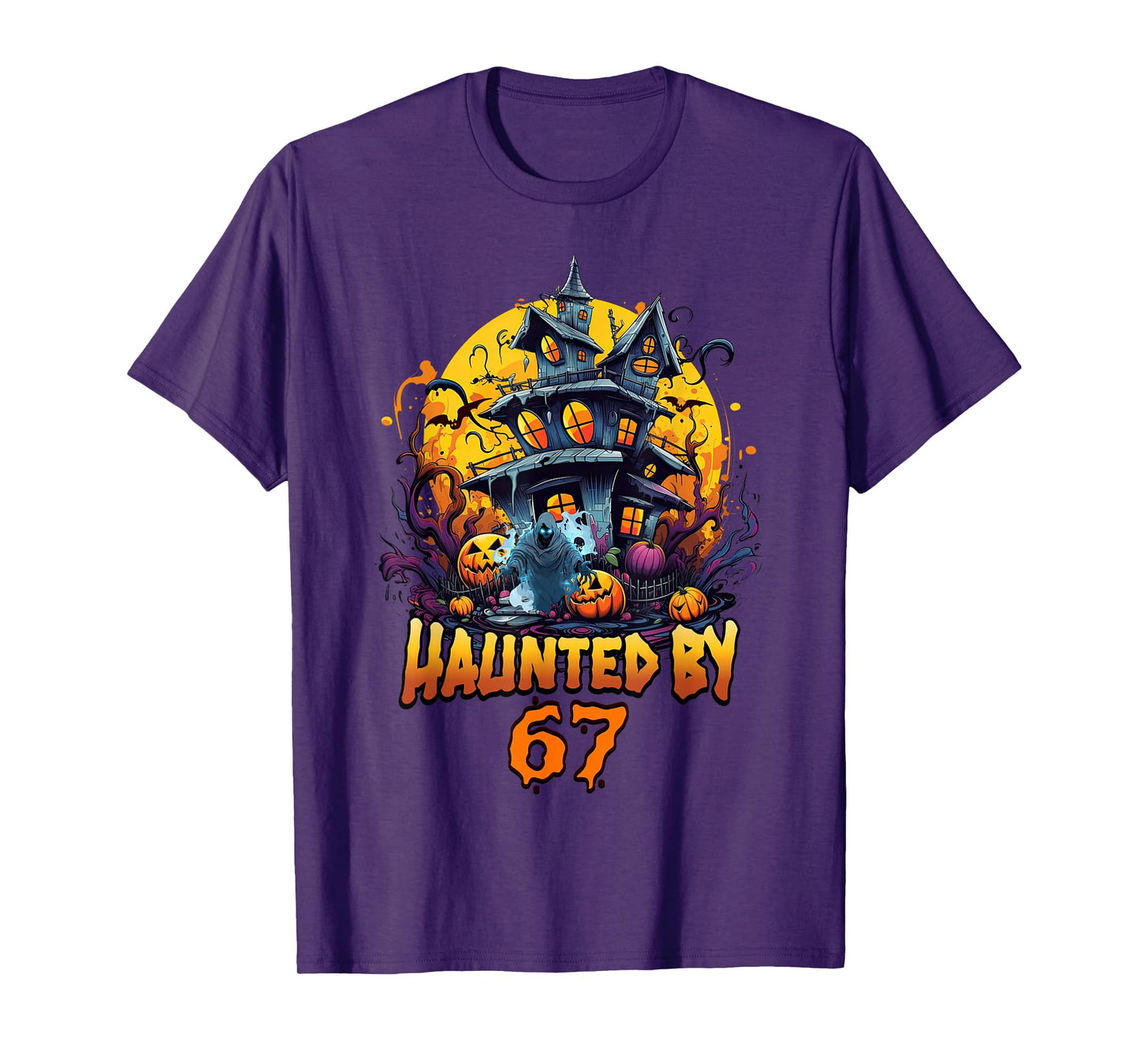 Haunted by 67, Alpha Z Halloween 6 7 Six Seven Ghost Graphic T-Shirt