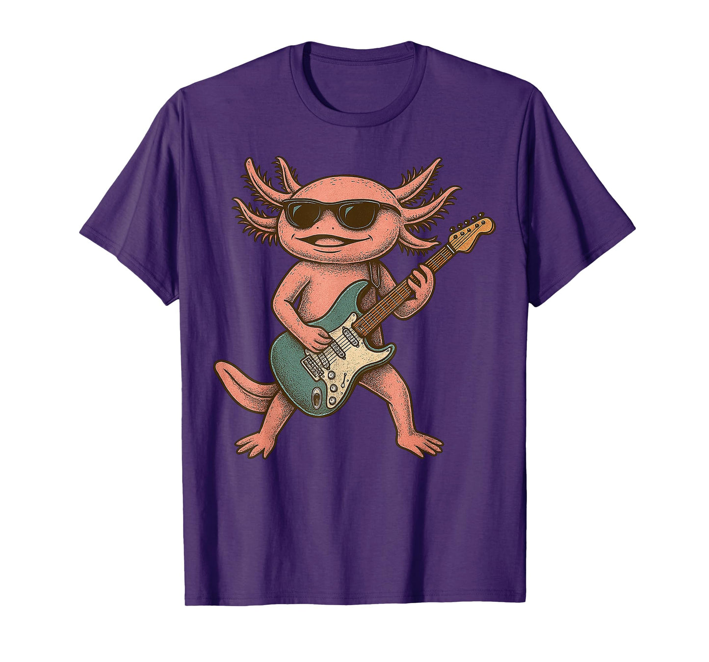 Axolotl Playing Guitar Rock and Roll Gift Men Women Boy Girl T-Shirt