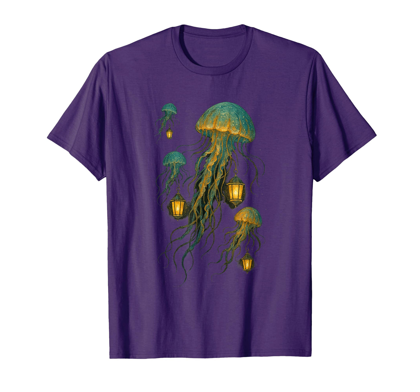 Lantern Jellyfish Fantasy Ocean Night Surreal Artwork Art T-Shirt
