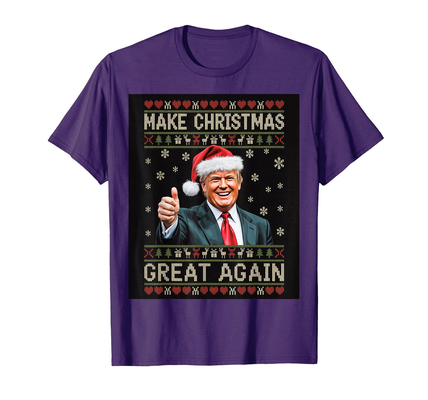 Santa Suit Thumbs-Up Holiday Knit Pattern T-Shirt