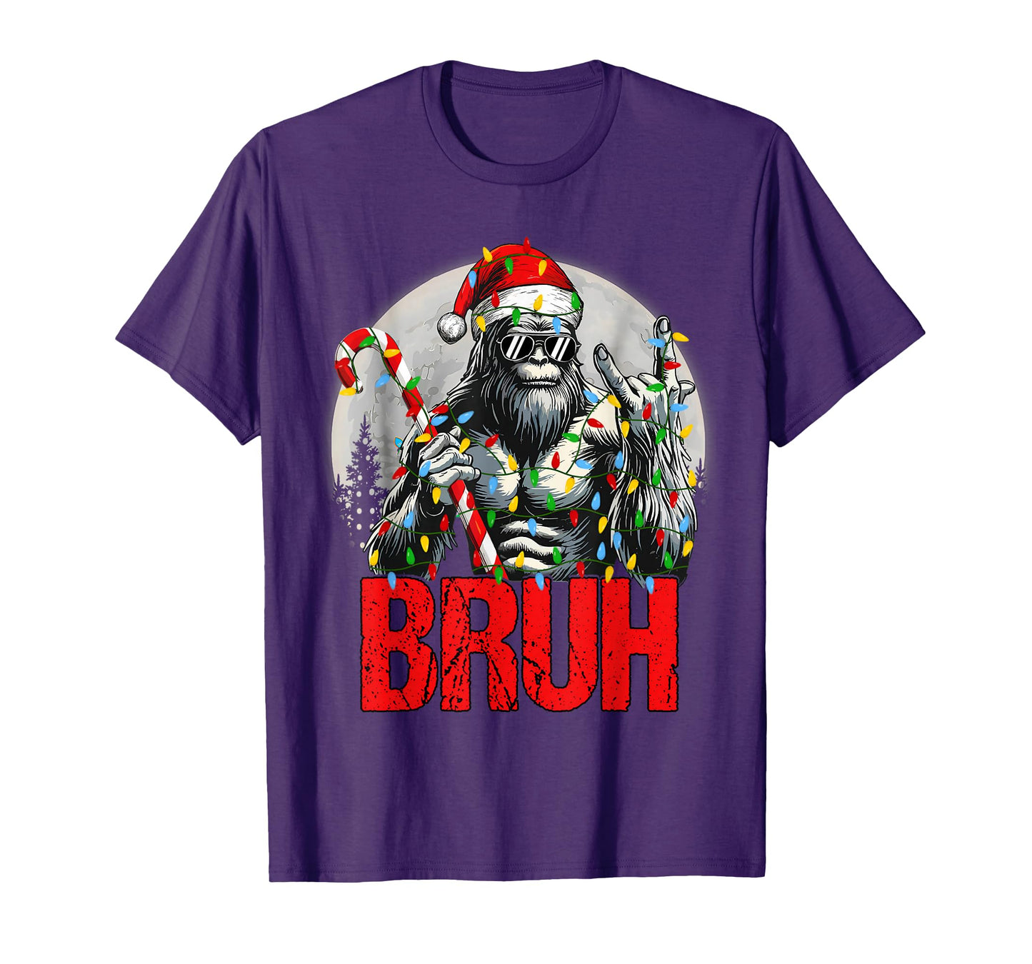 Bruh Santa Bigfoot Christmas Funny Sasquatch Xmas Mens Boys T-Shirt