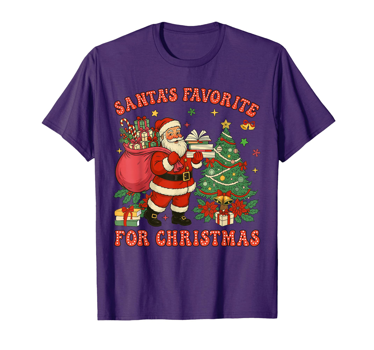 Santa Favorite Teacher Groovy Christmas Teacher Boys Girls T-Shirt