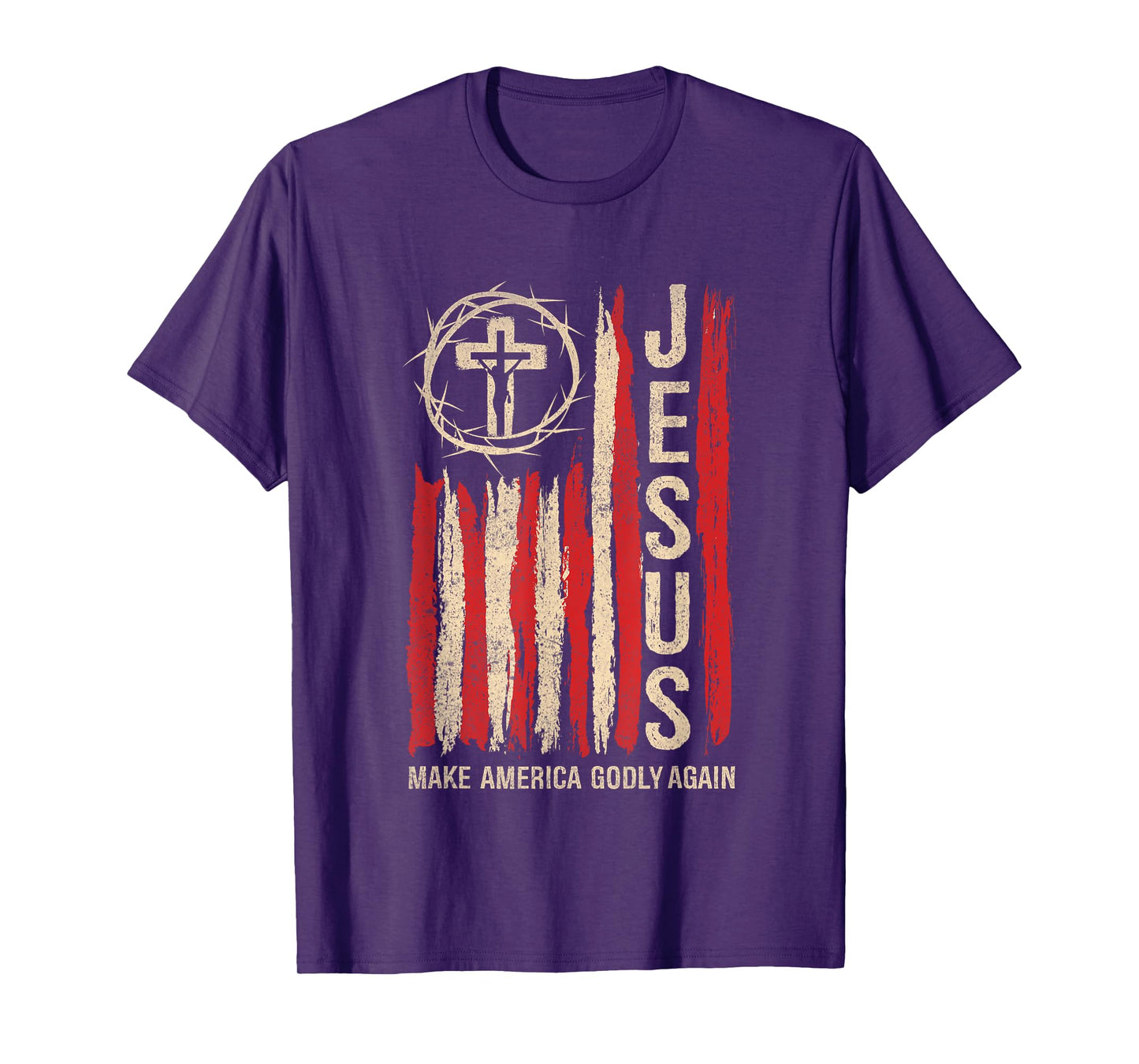 Jesus Make America Godly Again Patriotic Christian USA Flag T-Shirt