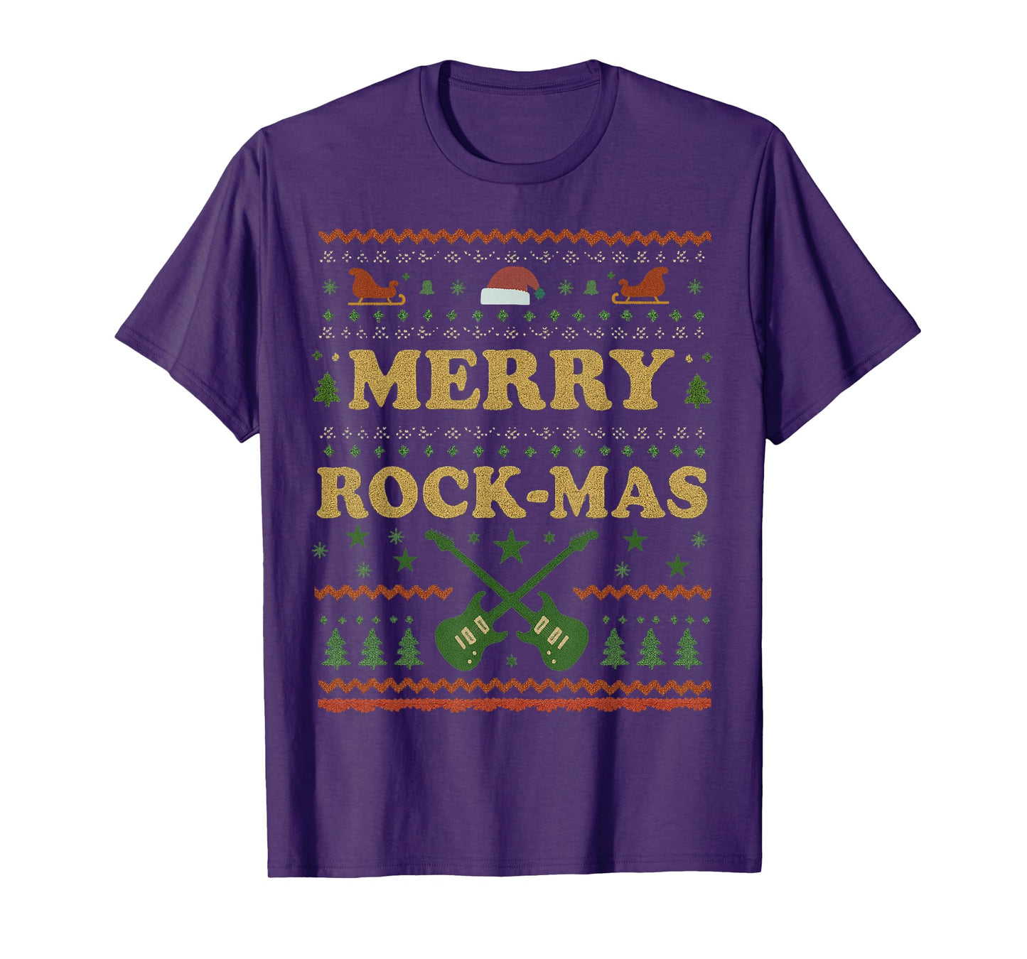 Merry Rockmas Guitar Rock Christmas Vintage Funny Xmas T-Shirt