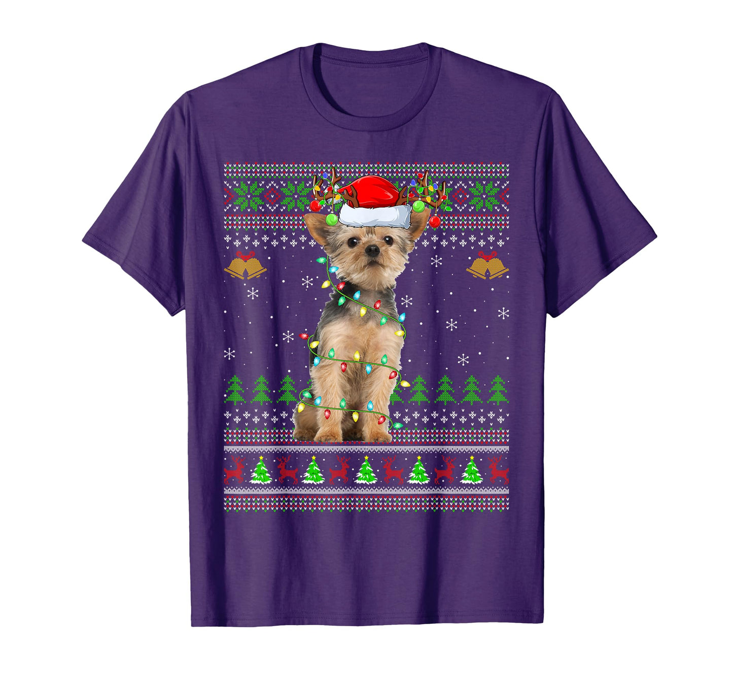 Yorkie Dog Ugly Christmas Sweaters Holiday Santa Xmas T-Shirt