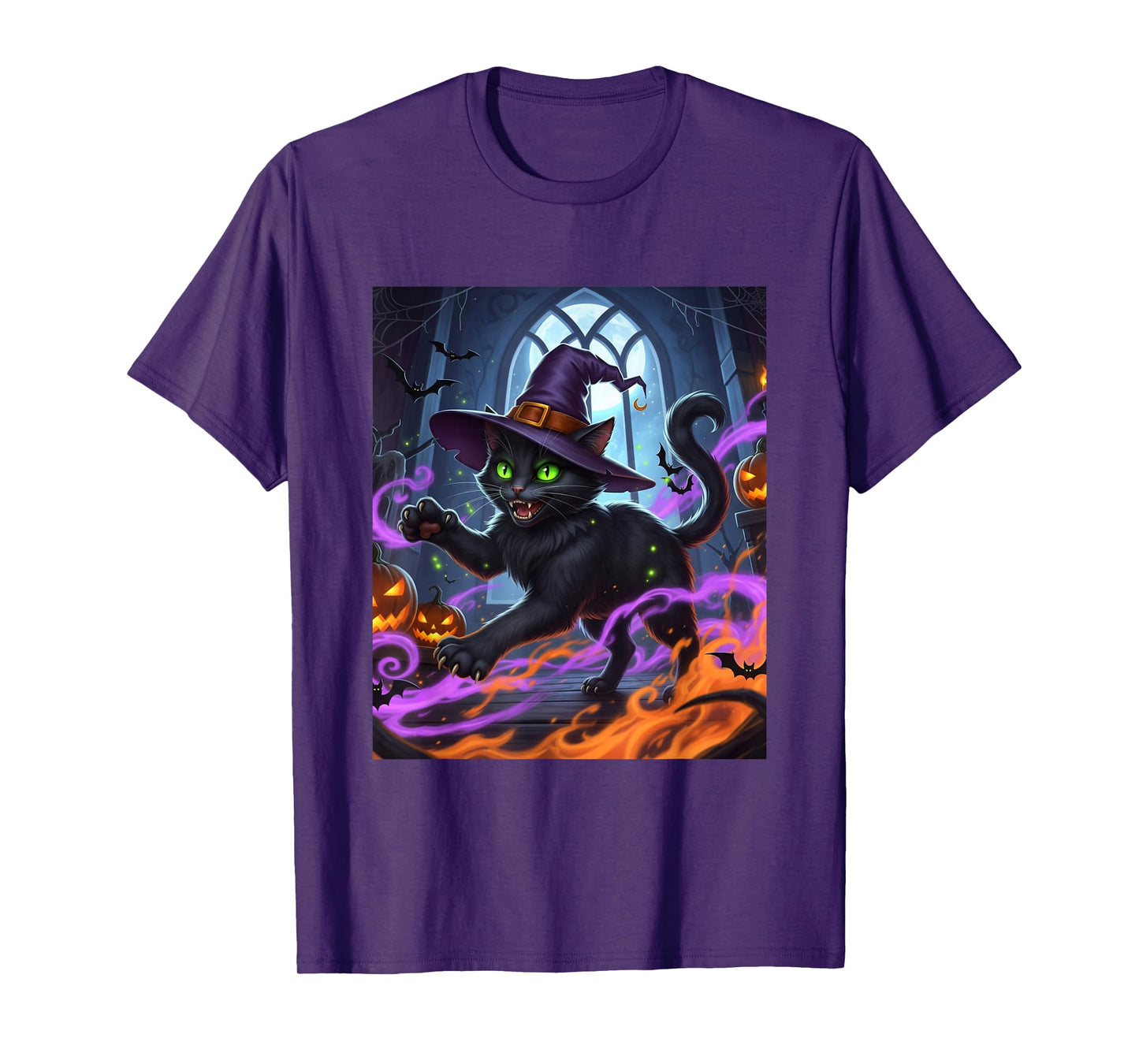 Halloween Black Cat Witch T-Shirt