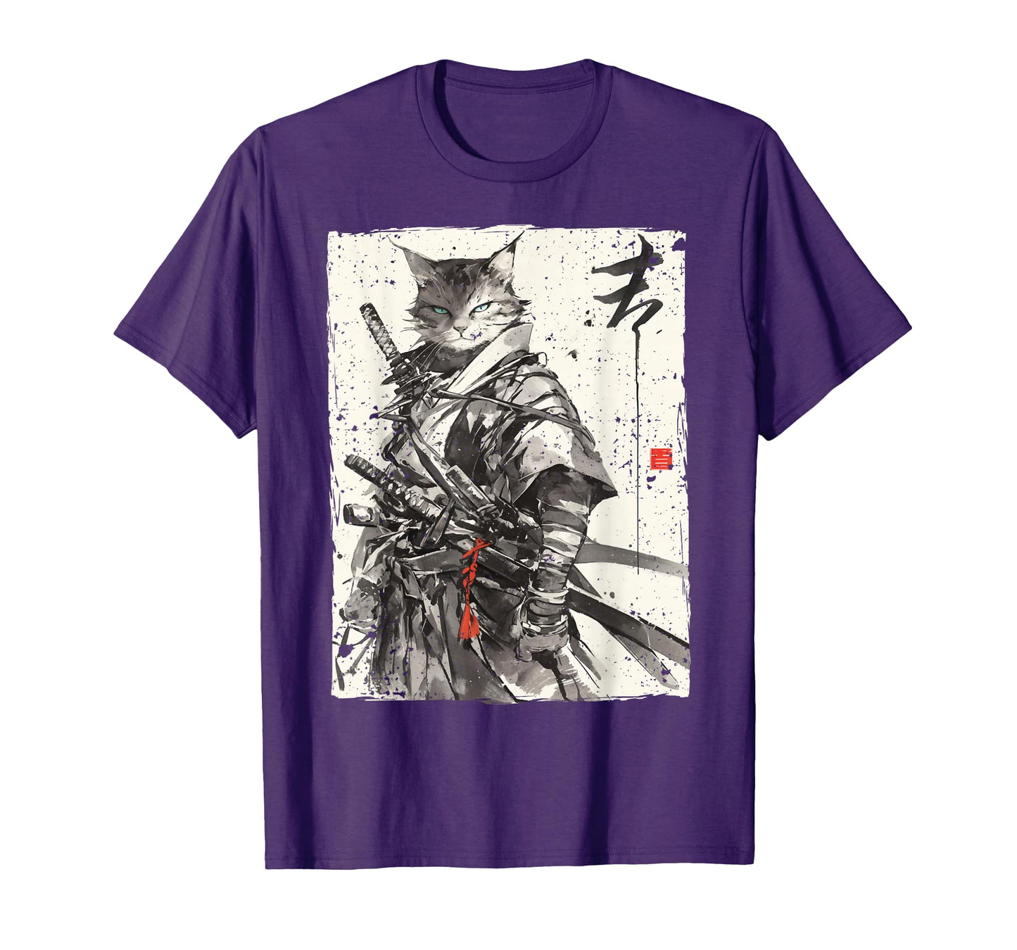 Samurai Cat Warrior Ukiyo Ink Artwork Cat Samurai T-Shirt