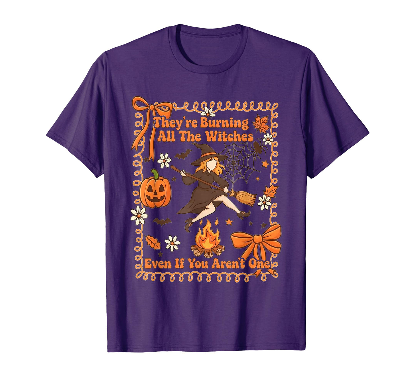 Halloween Coquette Bow They're Burning All The Witches T-Shirt