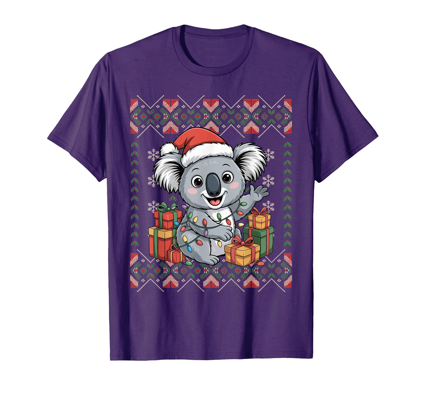 Santa Koala Christmas Ugly Sweater Funny Holiday Pajamas T-Shirt