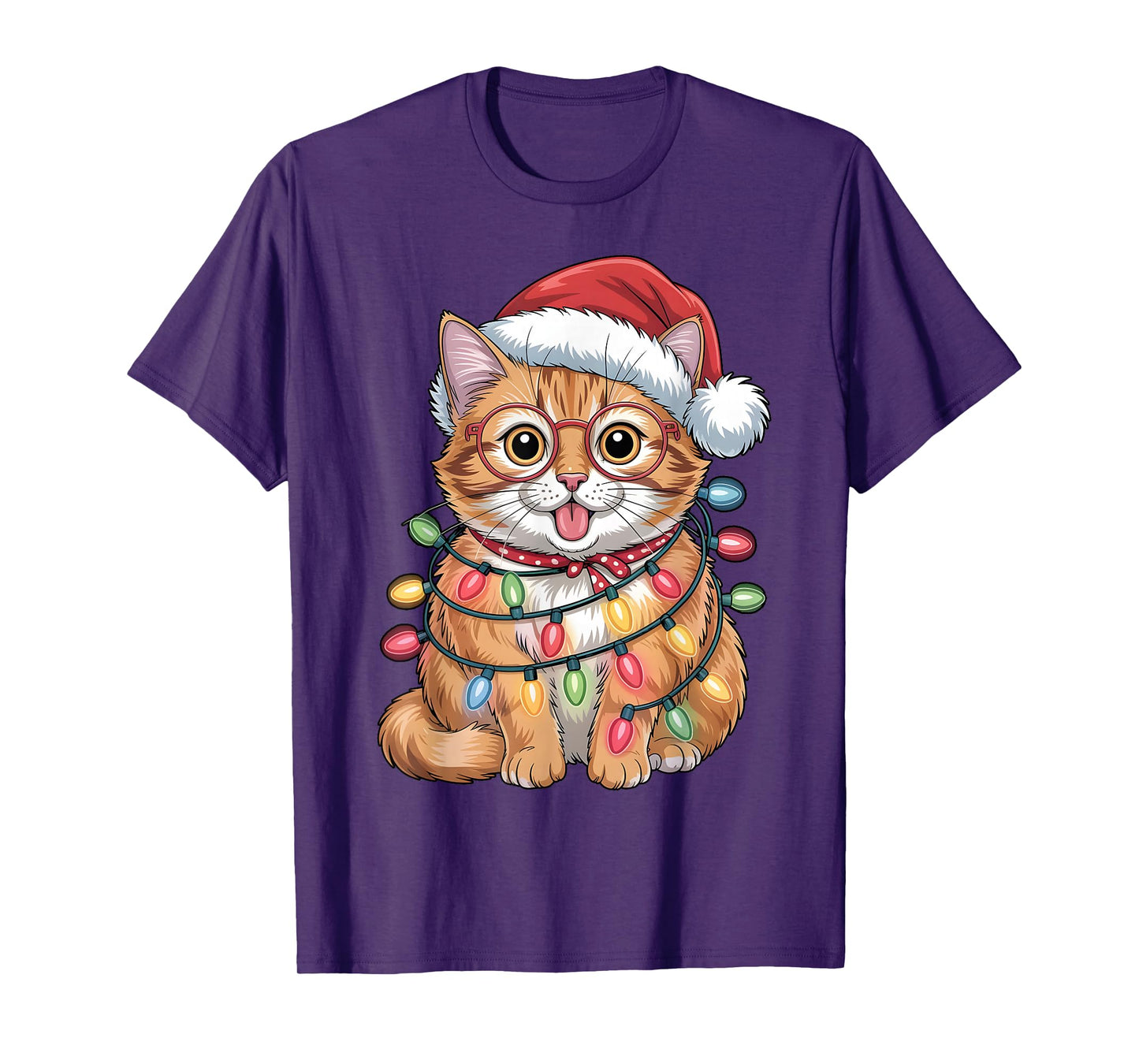 Cute Cat Christmas Santa Hat Holiday Meowy Cats T-Shirt