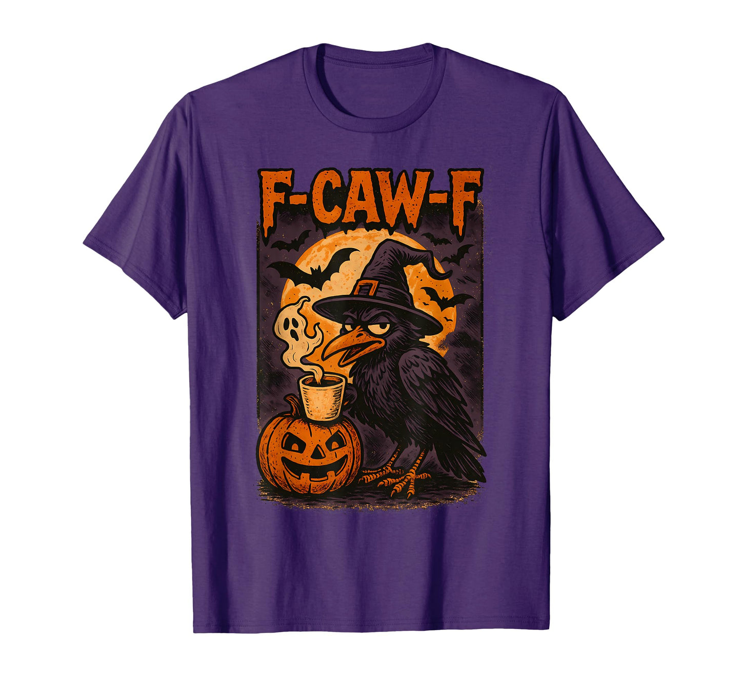 F caw F Women F-Caw-F Crow Funny Halloween Raven Coffee Lazy T-Shirt
