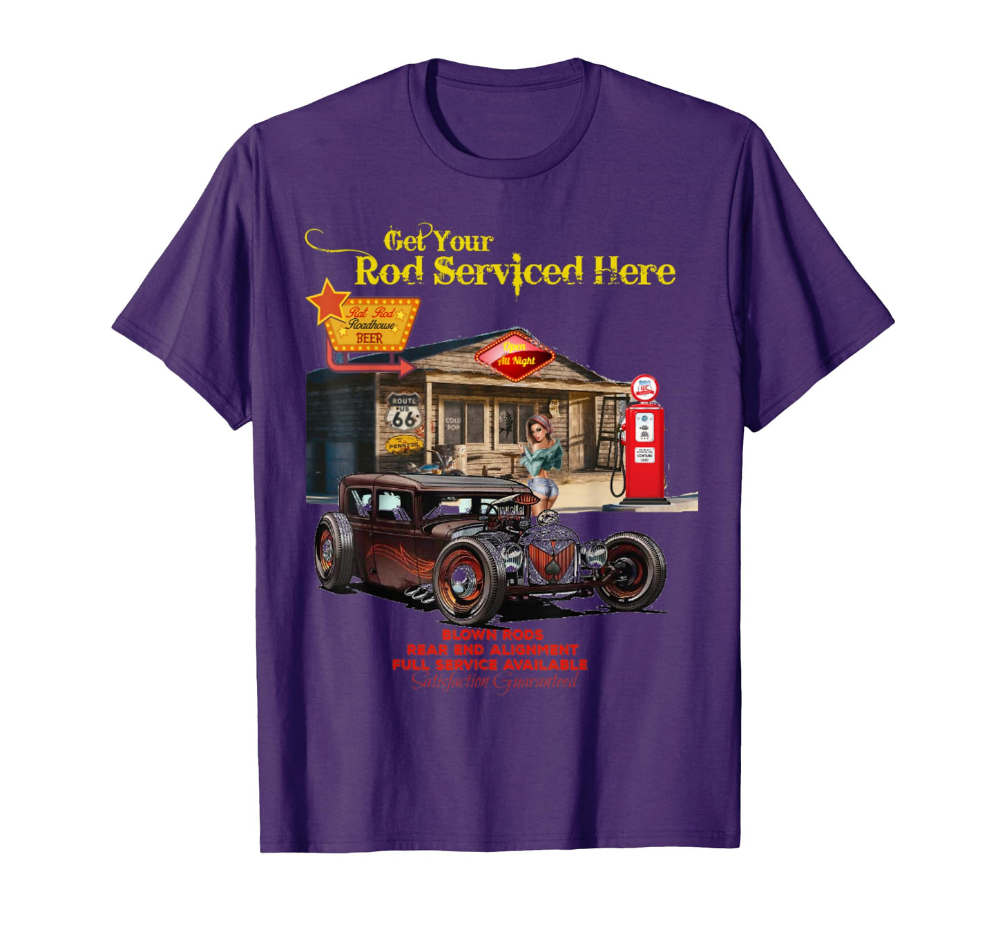 Vintage Rat Rod T Shirt Pinup Girl Mens Tee T-Shirt