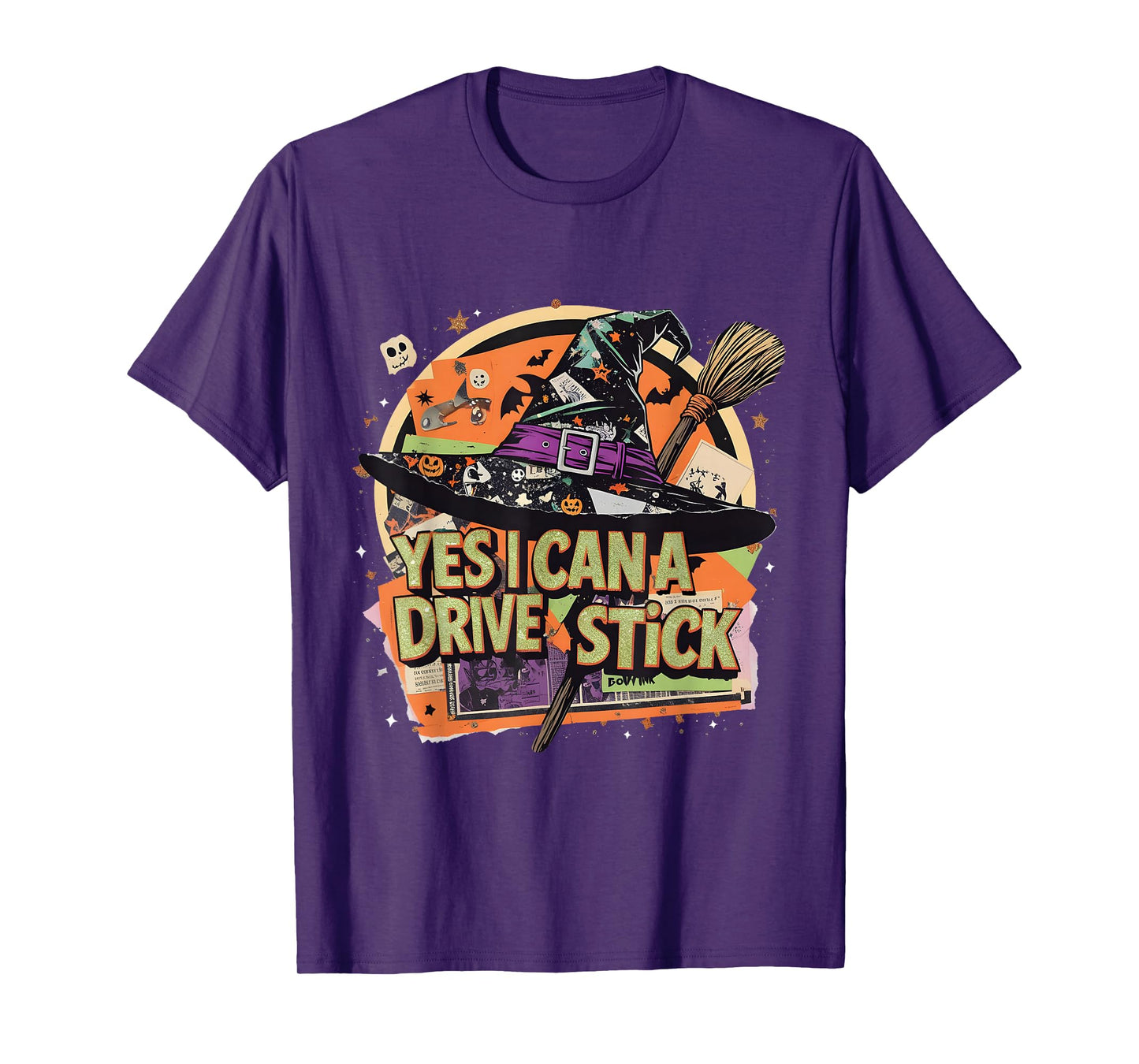 Yes I Can Drive a Stick Funny Halloween Witch Gift T-Shirt