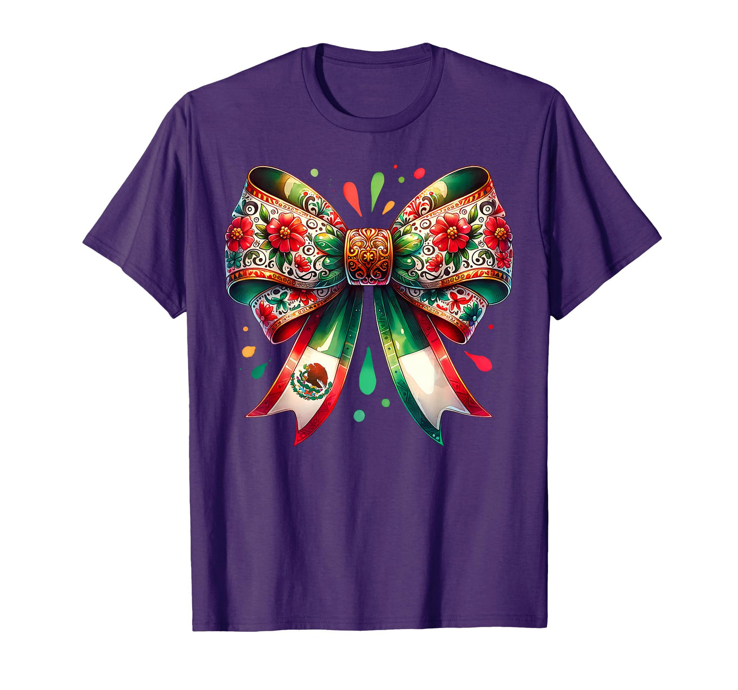 Coquette Ribbon Bow Mexican Flag Festive Latino Pride T-Shirt