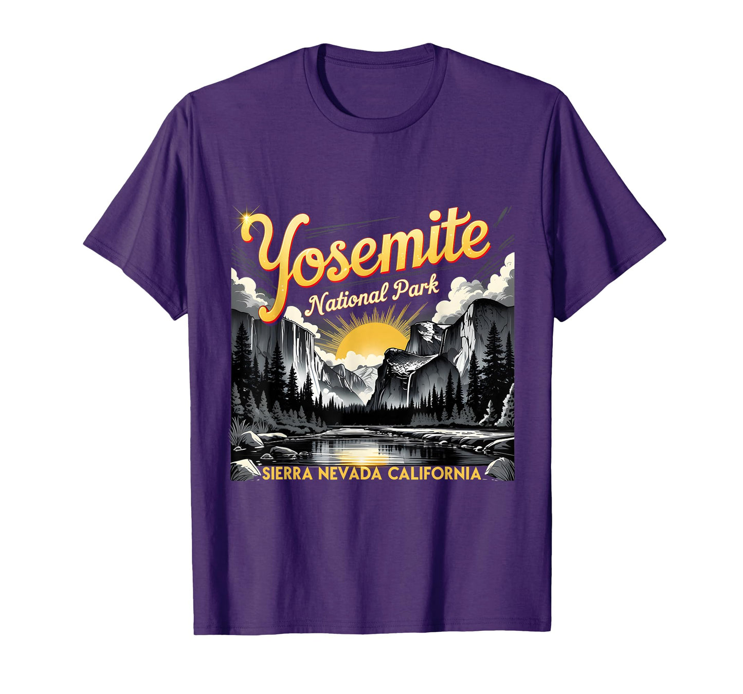 Yosemite Sierra Nevada Vintage Sunset Wilderness Art T-Shirt