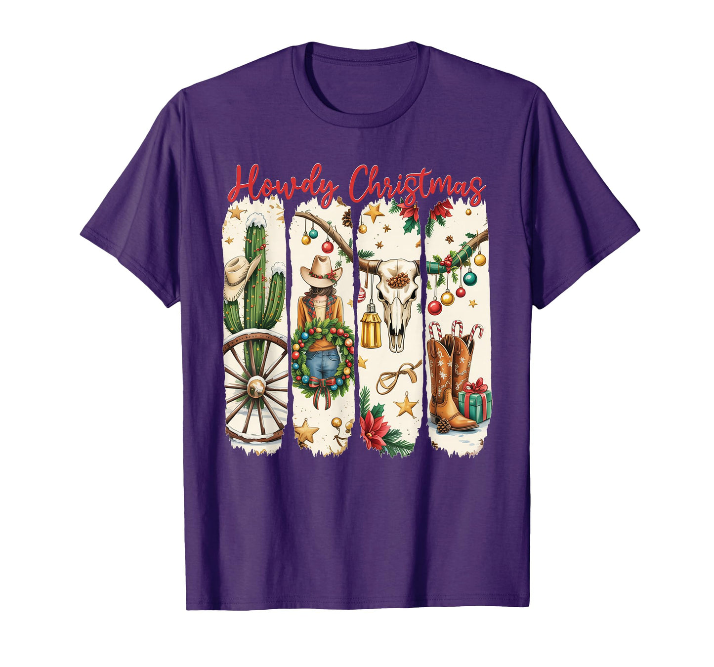 Howdy Christmas Western Coquette Bow Cowboy Cowgirl Santa T-Shirt