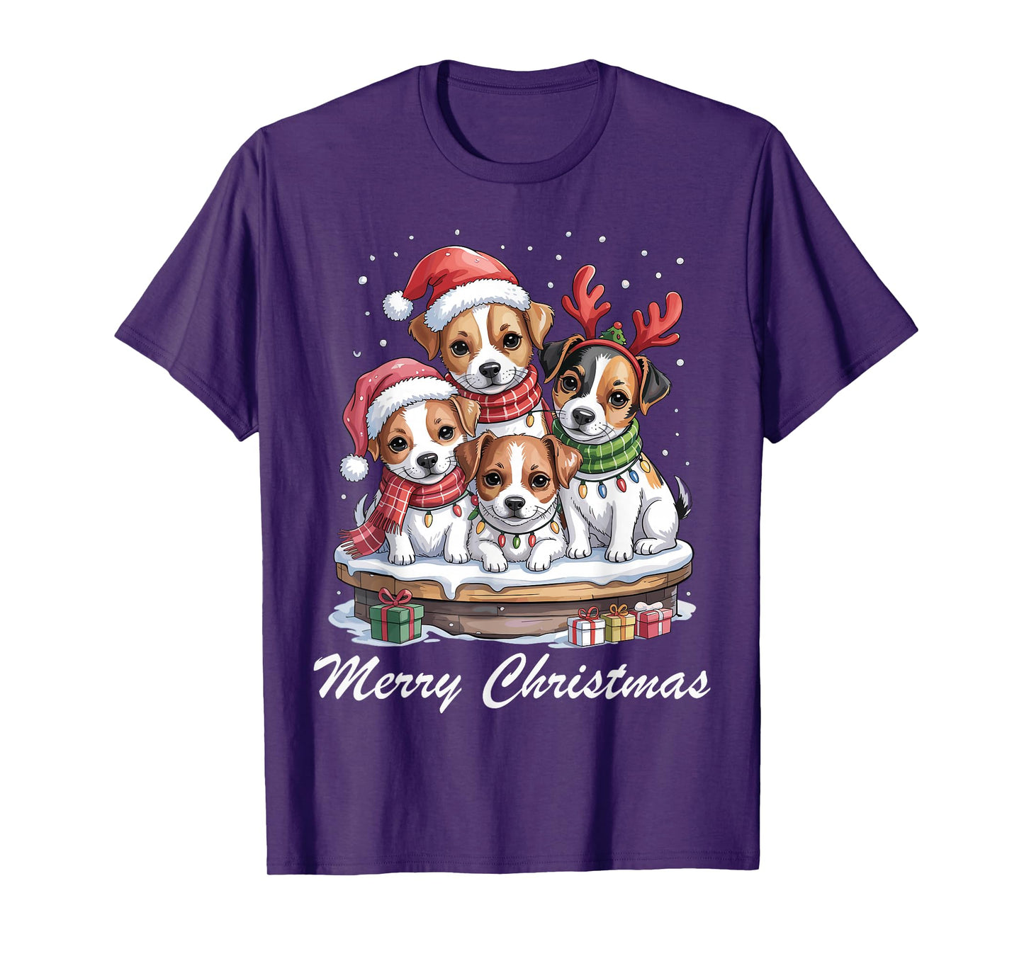 Jack Russell Merry Christmas Funny Dog Lovers Holiday Pajama T-Shirt
