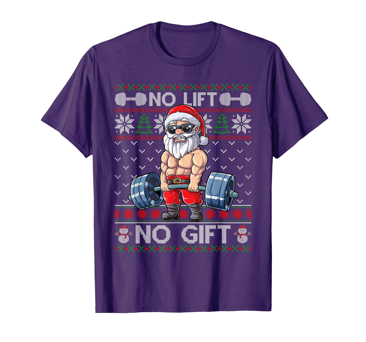 Funny Muscle Santa Lifting Christmas Ugly Christmas Sweater T-Shirt