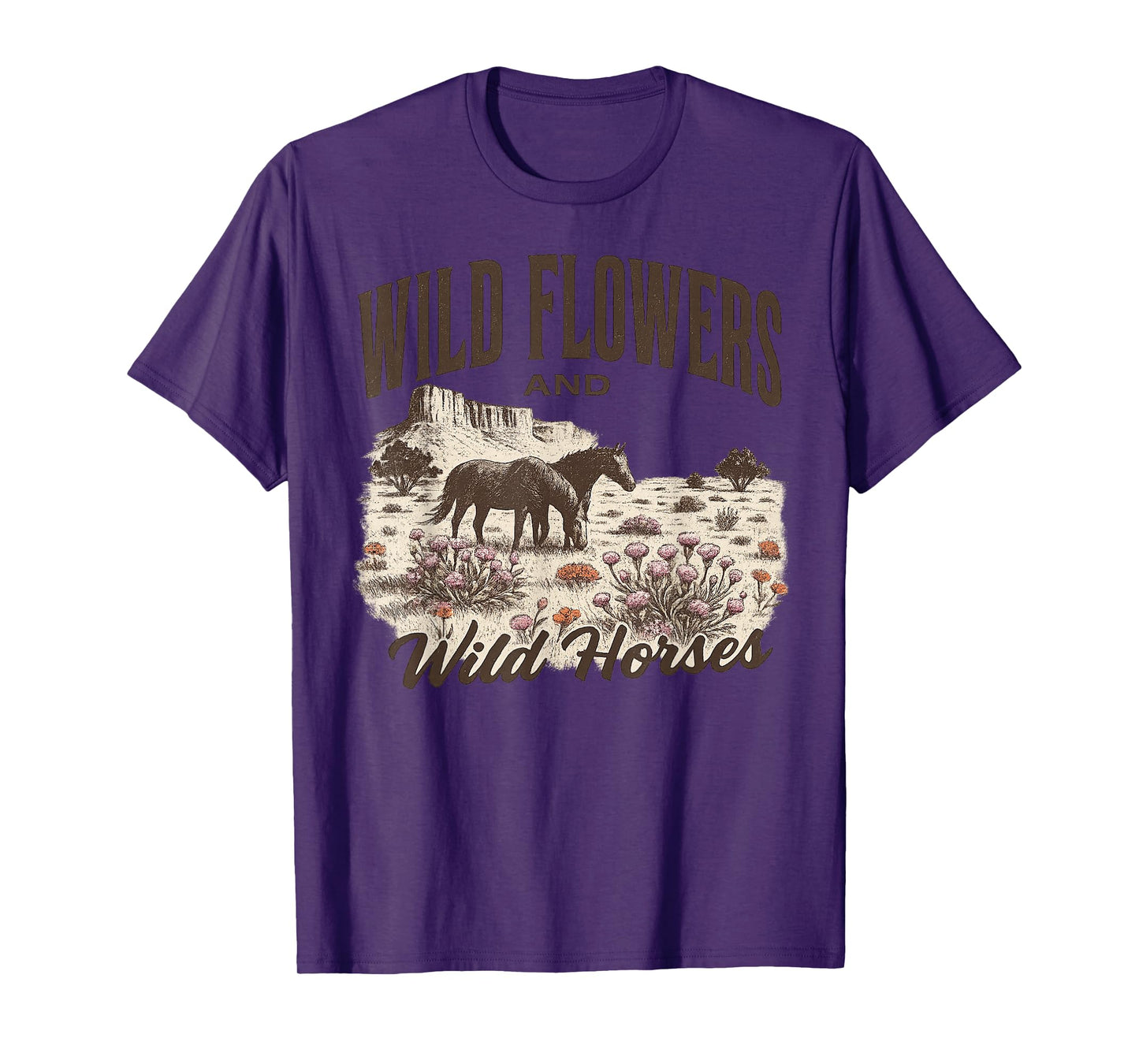 Wild Flowers Wild Horses Cowboy Rodeo Gift For Men Women Kid T-Shirt