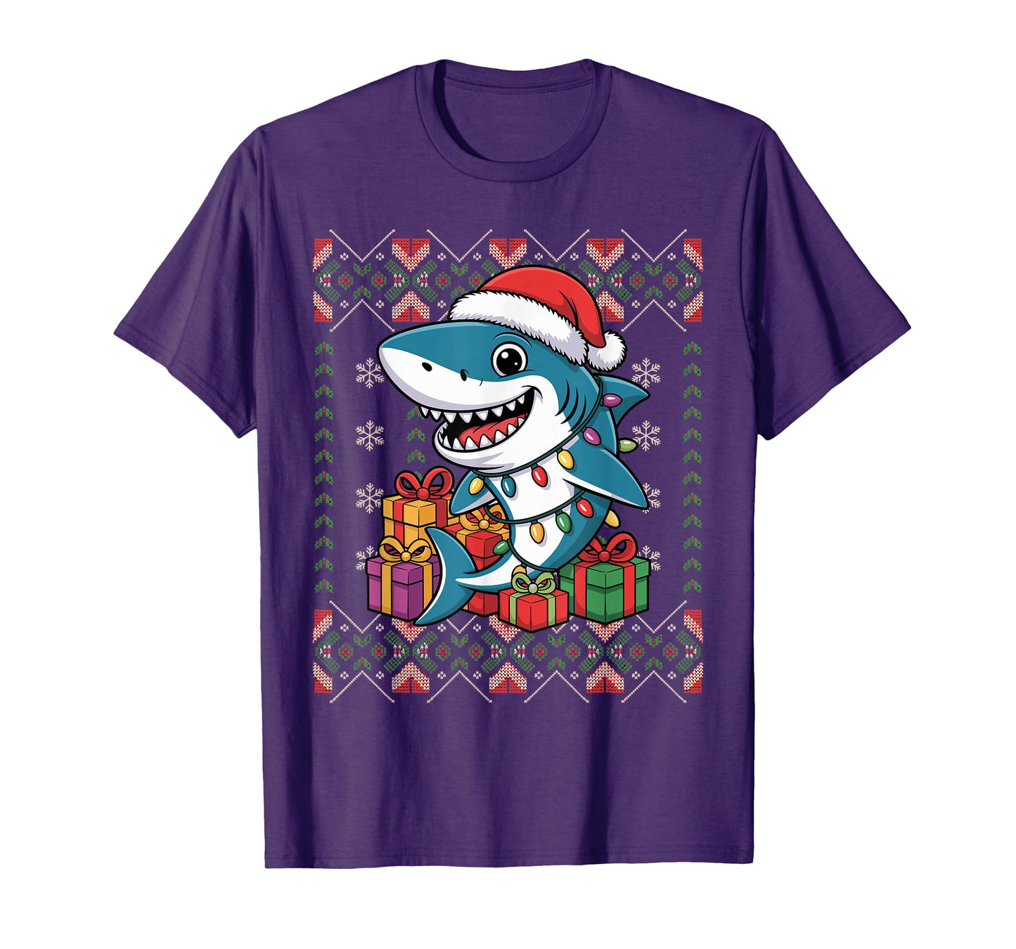 Santa Shark Christmas Ugly Sweater Funny Holiday Pajamas T-Shirt