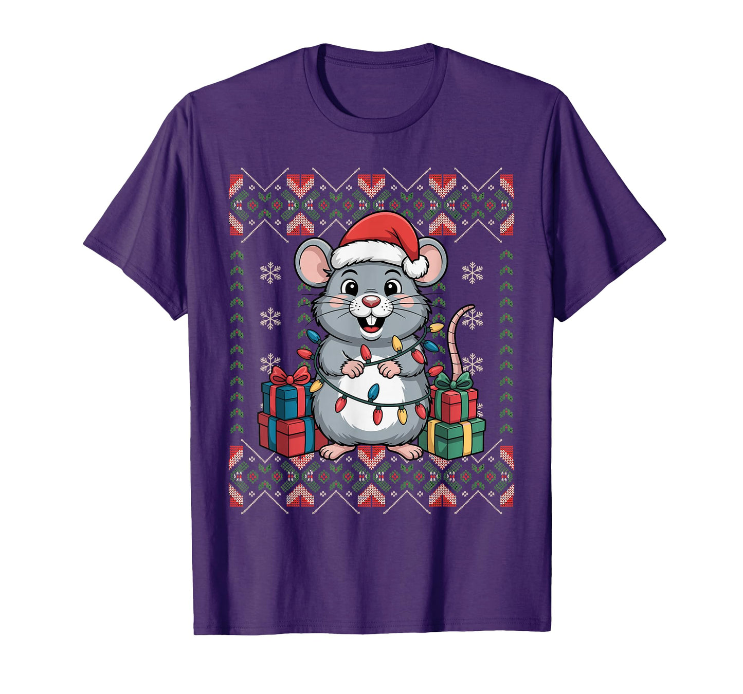 Santa Rat Christmas Ugly Sweater Funny Holiday Pajamas T-Shirt
