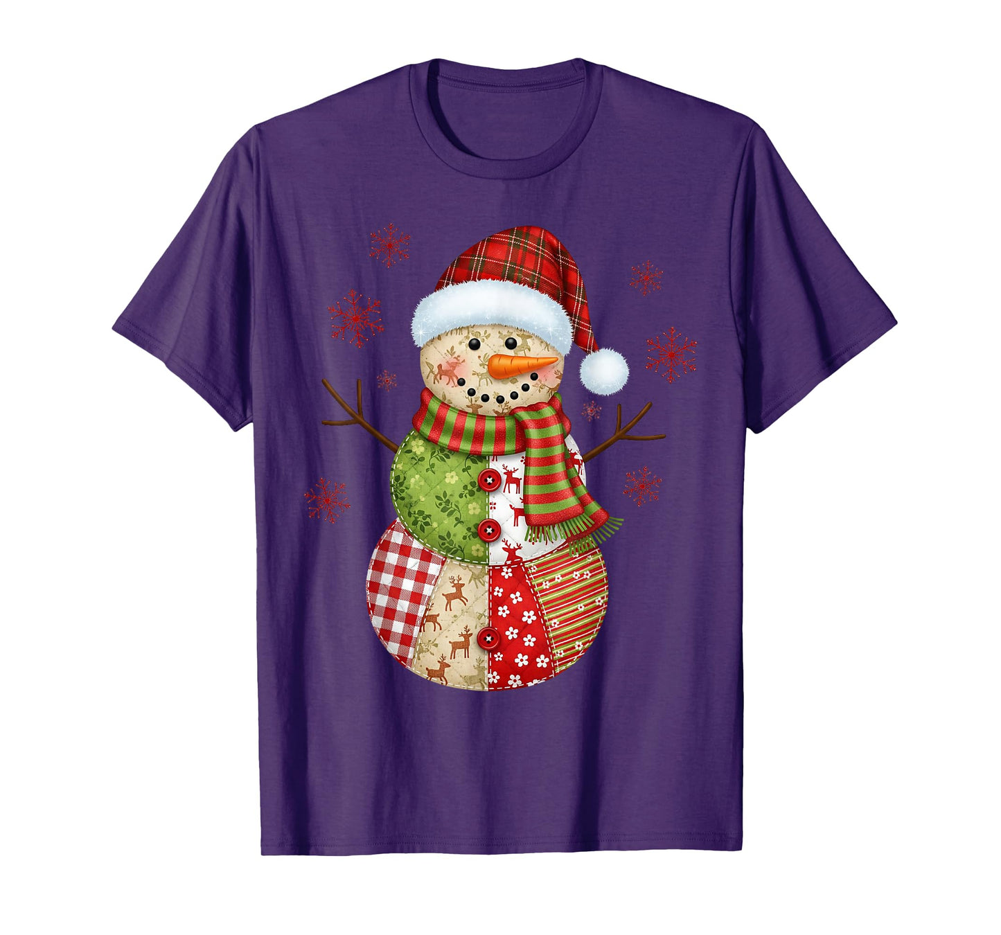Vintage Patchwork Snowman Christmas Winter Holiday Xmas T-Shirt