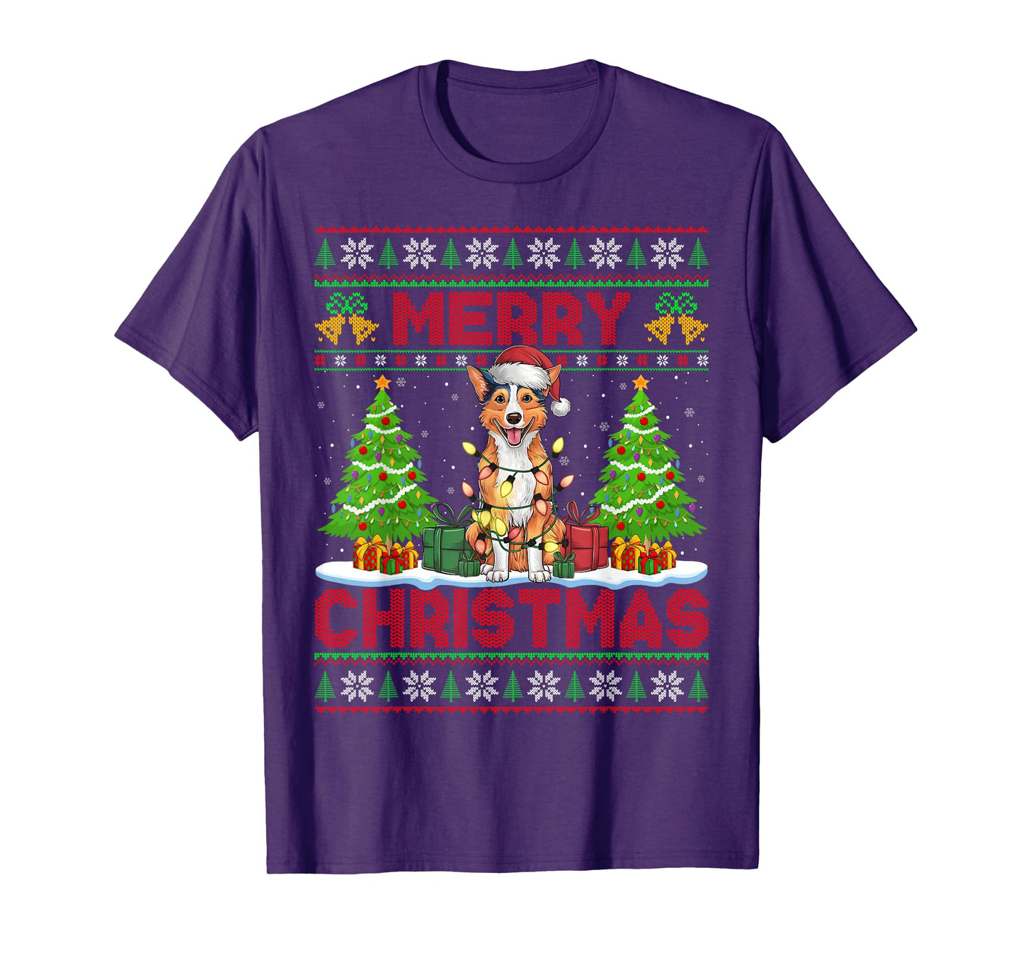 Australian Kelpie Ugly Christmas Sweater Pet Dog Lights Xmas T-Shirt