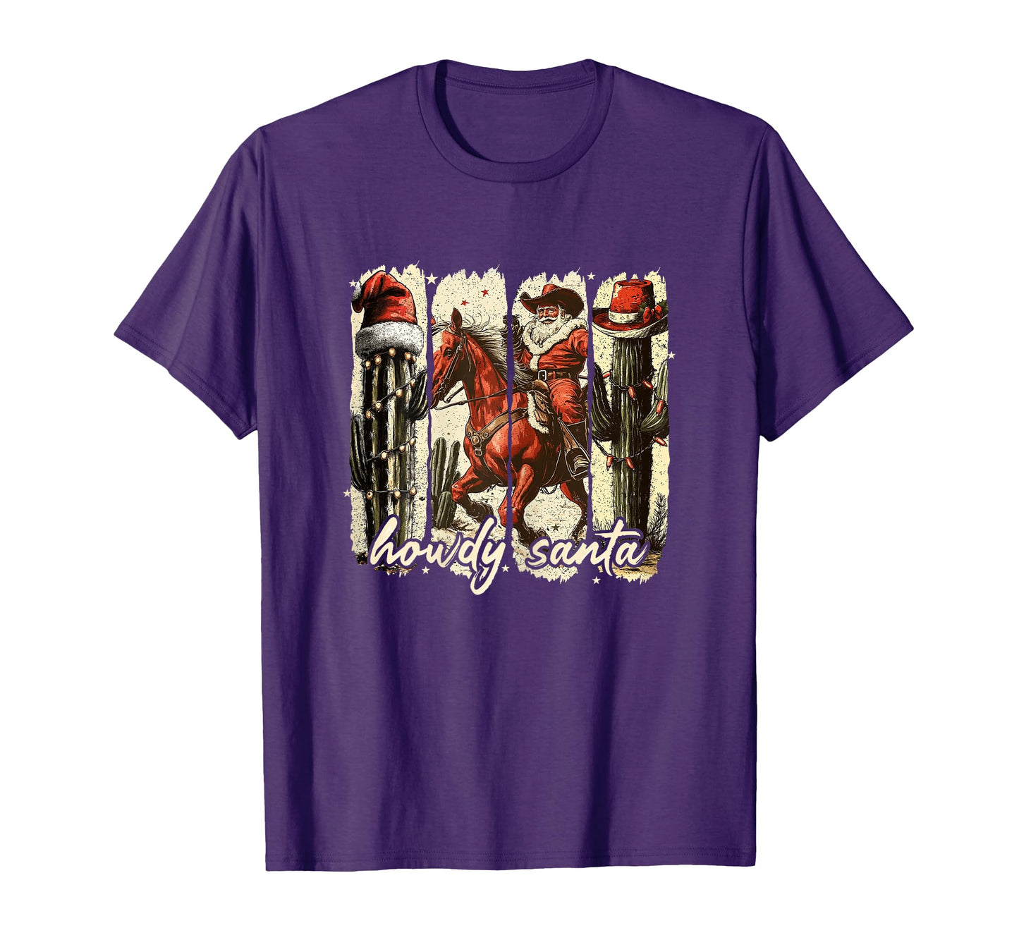 Womens Howdy Santa Cowgirl Small Town Girl Christmas Highland Cow T-Shirt