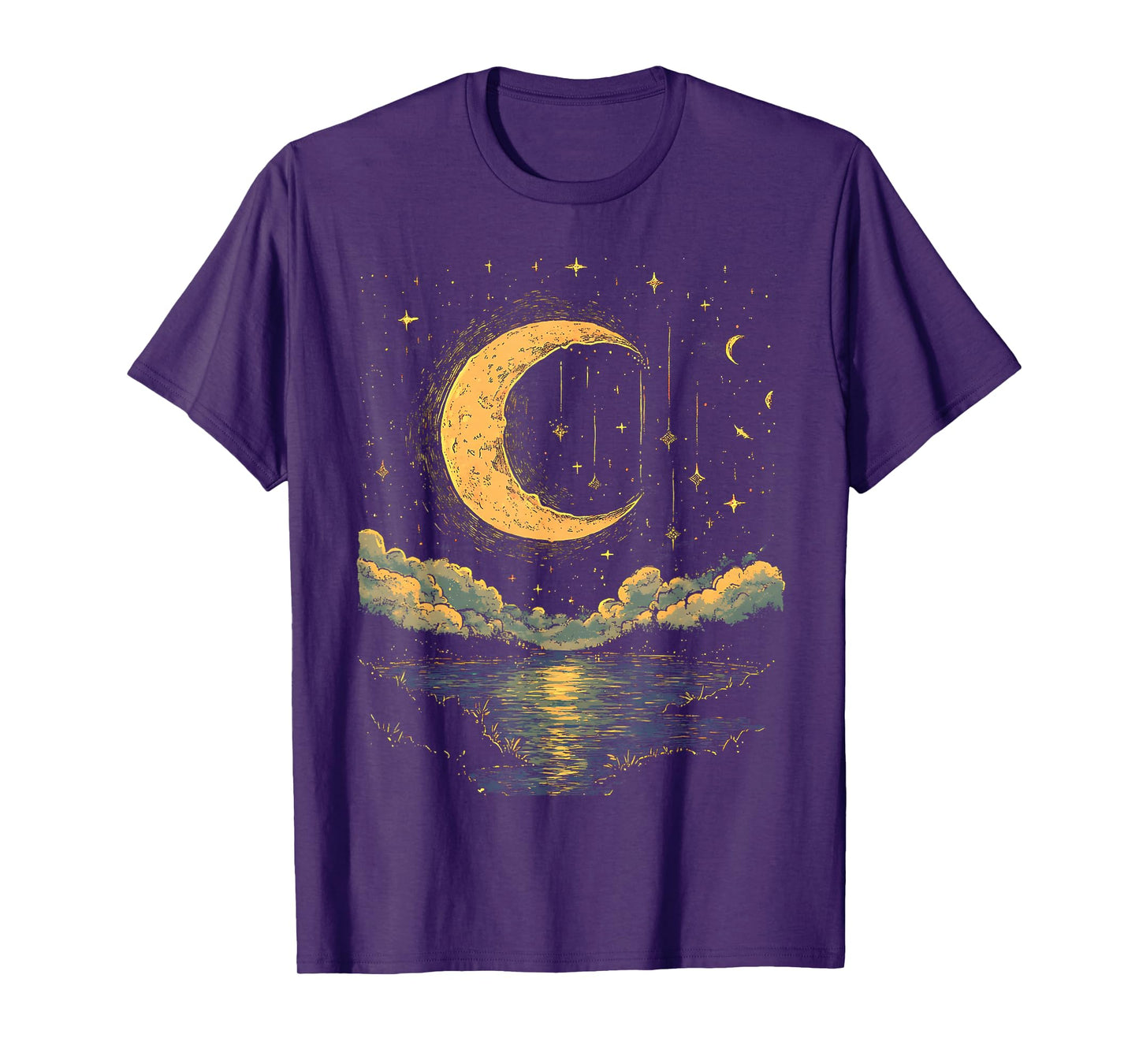 Boho Aesthetic Hippie Celestial Vintage Half Moon water T-Shirt