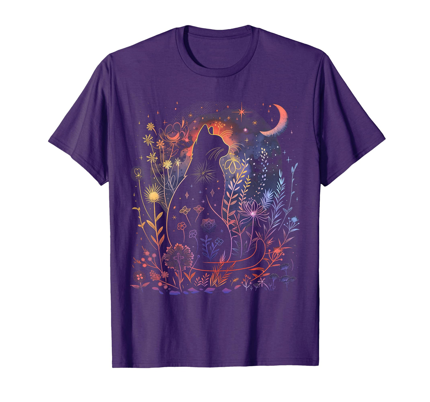 Halloween Black Cat Costume Mystical Cat Lover Womens Girls T-Shirt