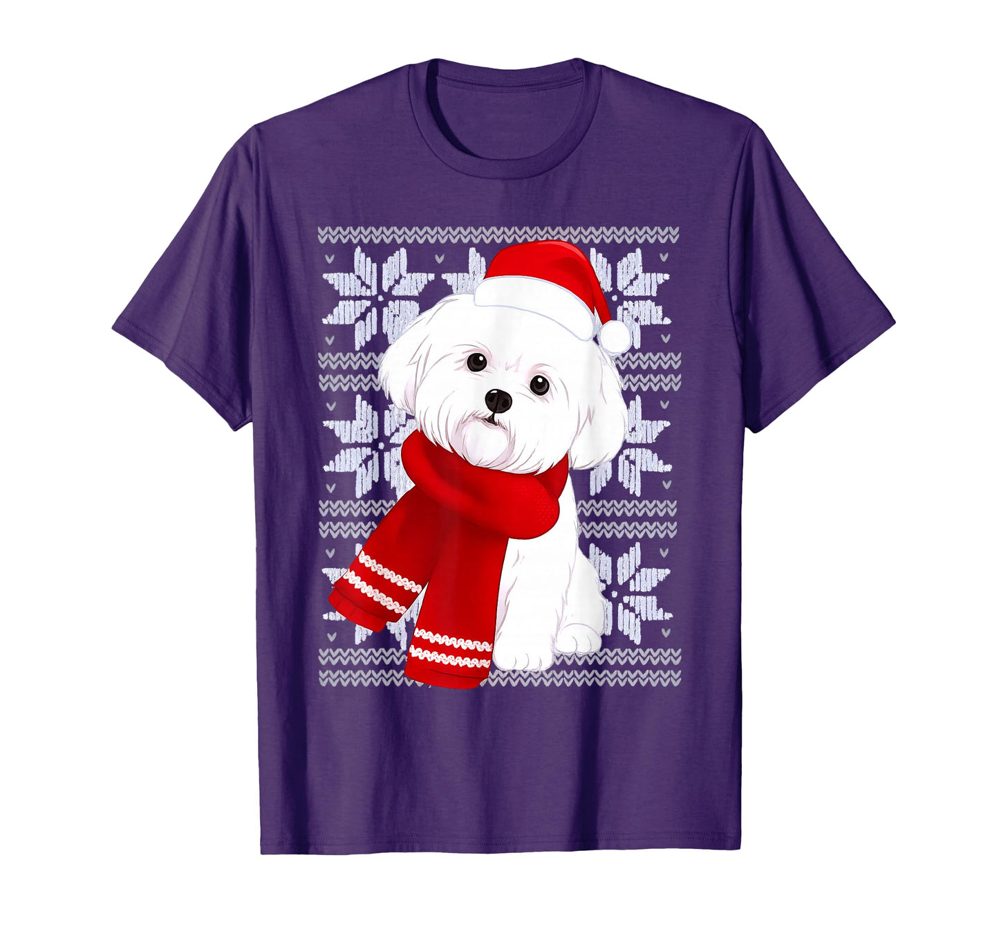 Maltese Dog Ugly Christmas Holiday Dog Lover T-Shirt